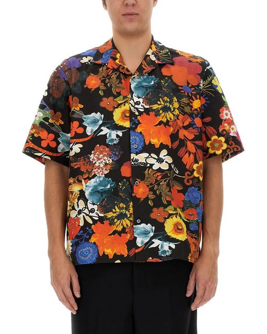 Moschino Orange Shirt With Floral Pattern for men