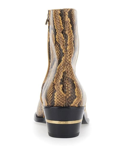 Amiri Brown Boots Ma Pointy Python Leather for men