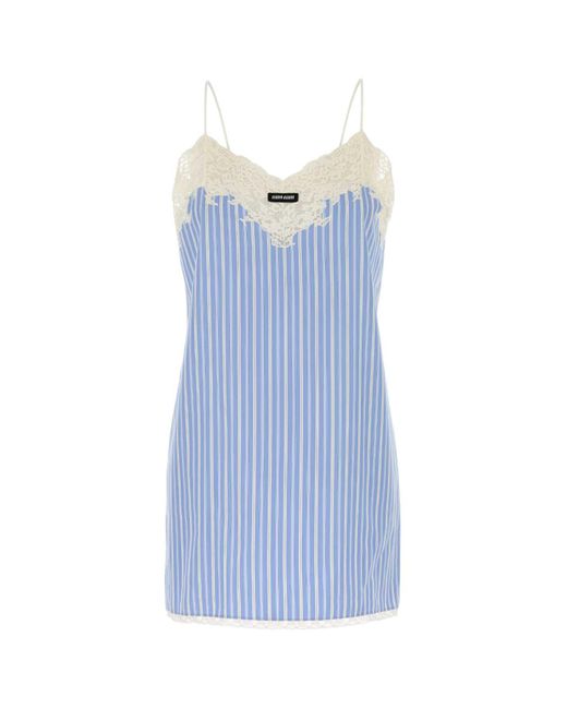 専用出品 Embroidery Poplin Mini Dress Miu Miu Embroidered Poplin Mini Dress in Blue | Lyst
