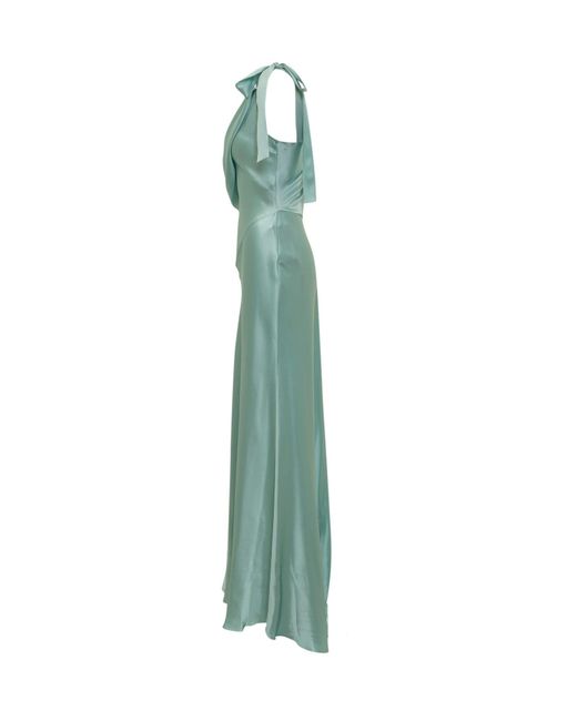 Alberta Ferretti Green Silk Satin Dress