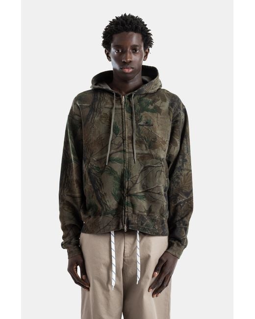 Balenciaga Multicolor Zipped Hoodie Cotton Dry Fleece Forest Camo Print Diamond B Hoodies for men