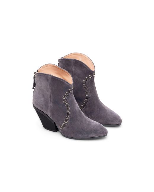 Hogan Purple Eyelet-Embellished Suede Boots