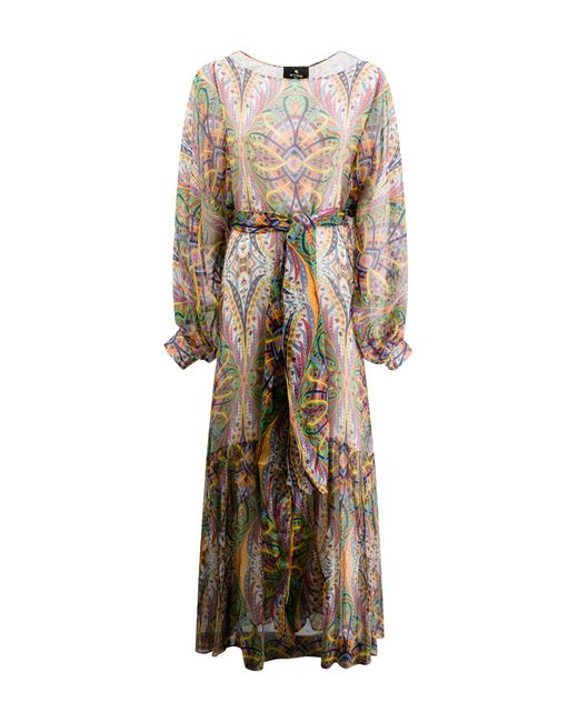 Etro Long Dress in Natural | Lyst