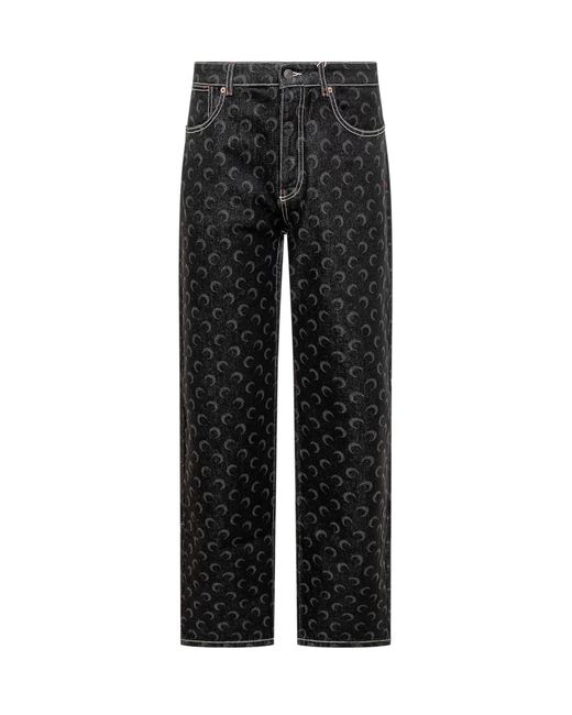 MARINE SERRE Black Denim Straight Jeans for men