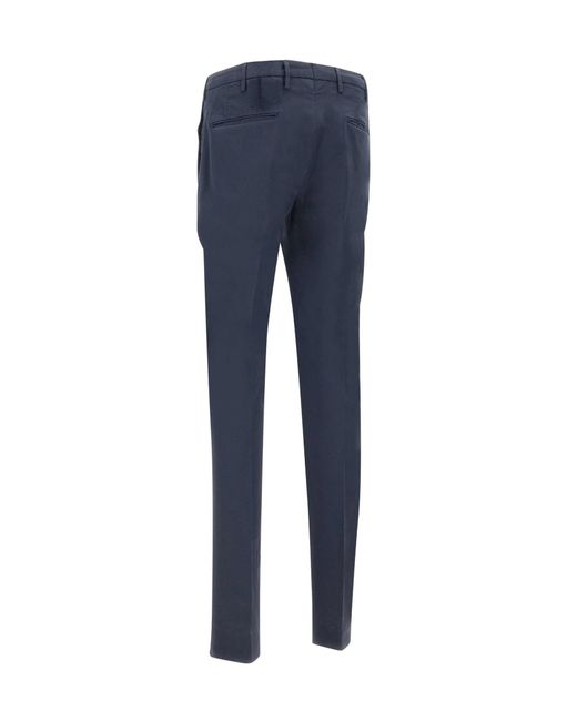 Incotex Blue Cotton Poplin Trousers for men