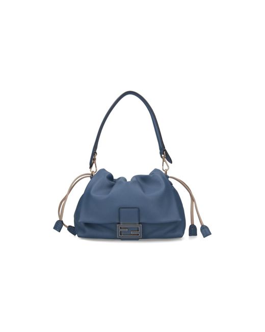 Fendi Blue Medium Bora Mamma Baguette