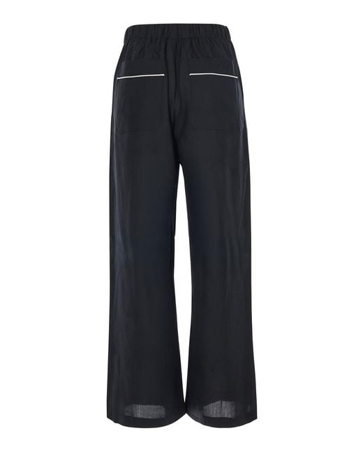 Totême Black Trousers Piped Silk