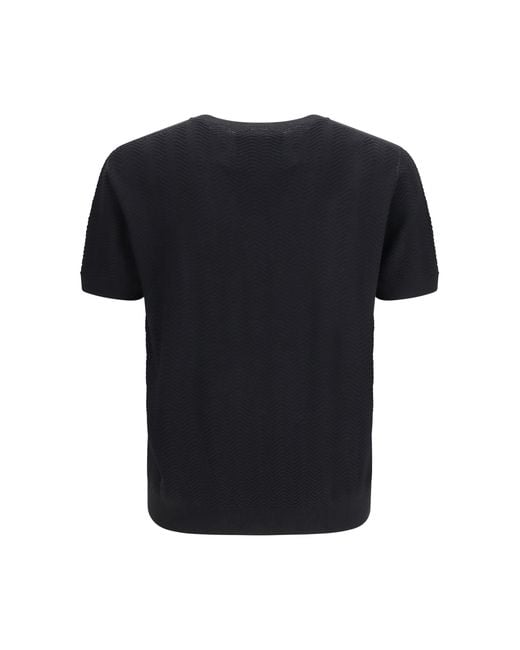 Giorgio Armani Black Short-Sleeved Cotton And Silk Sweater Silk for men