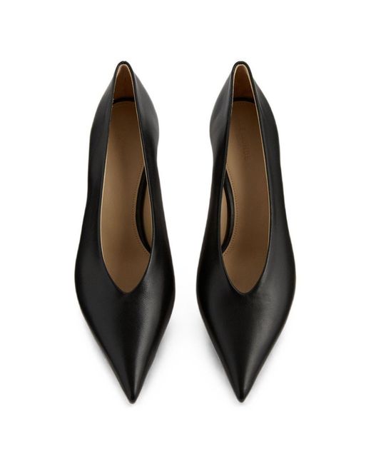 Le Monde Beryl Black Babouche Kitten Heel Smooth Calf Leather Pointed Pumps With Kitten Heel