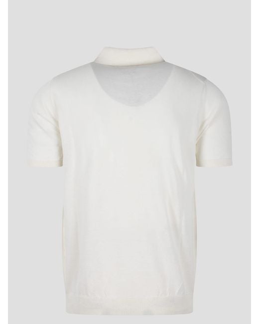 Roberto Collina White Cotton Knit Polo Shirt for men