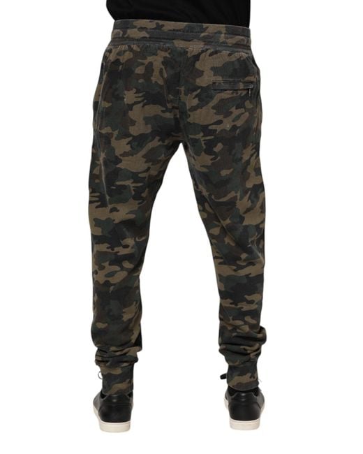 Dolce & Gabbana Black Camouflage Cotton Jogger Pants for men