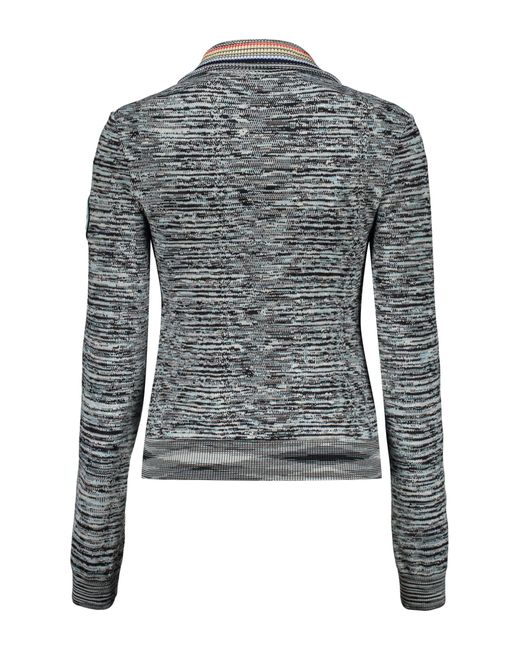 Missoni Blue Wool Stand-Up Collar Sweater