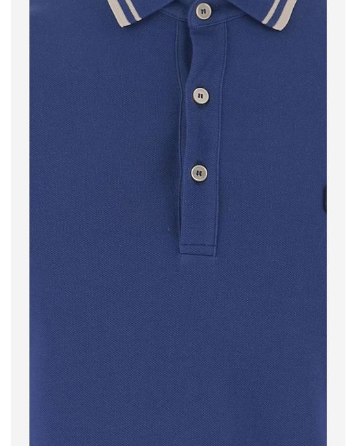 Valentino Blue Cotton Polo Shirt With Logo for men