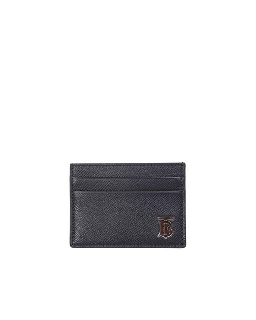 Burberry Compact Credit Card Holder In Grained Leather, Decorated With ...