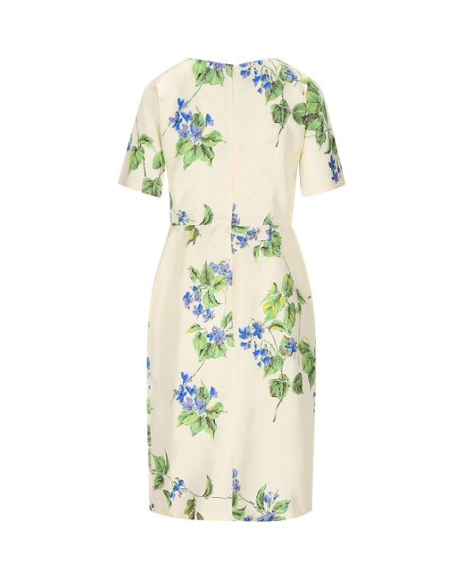 Prada White Floral Print Short-sleeve Dress