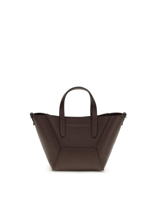 Brunello Cucinelli Brown Leather Handbag Calf Bos Taurus Shoulder Bags