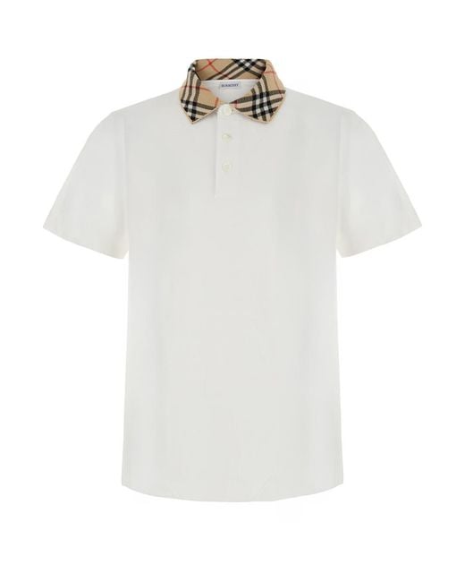 Burberry White T‑Shirt With Front Logo, Cotton T-Shirts for men