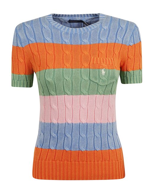 Ralph Lauren Multicolor Stripe Patterned Knitted Short-Sleeved Sweatshirt