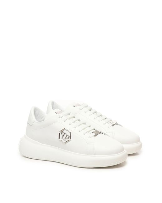 Philipp Plein White Hexagon Low Top Sneakers for men