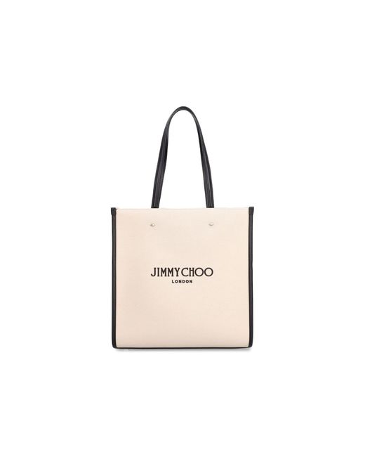 Jimmy Choo Natural Medium Logo Tote Bag