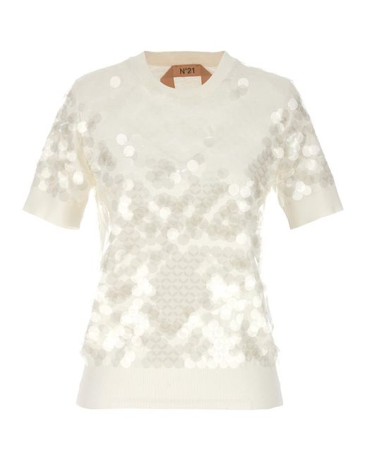N°21 White Sequin Sweater