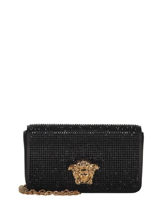 Versace Black Elegant Clutch With Golden Closure