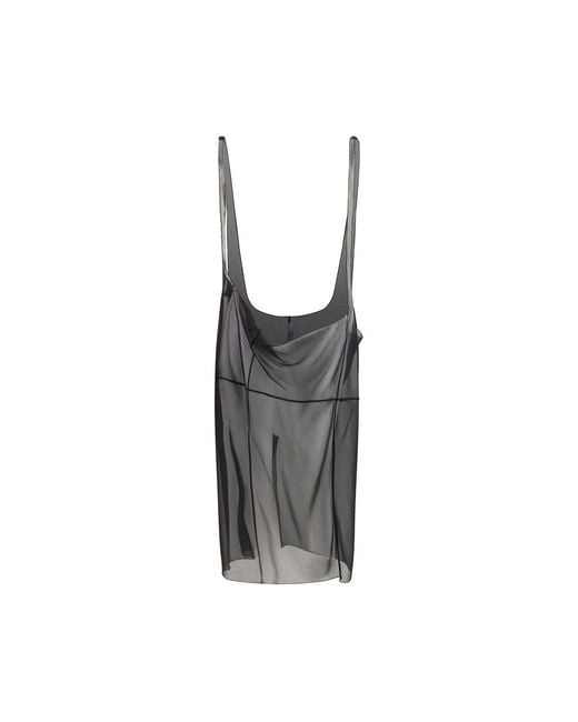 Prada Gray Black Polyester Midi Skirt