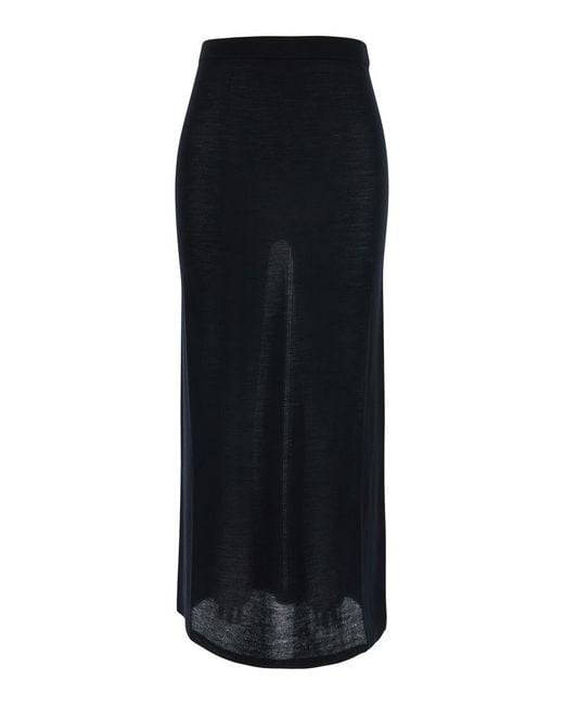 Semicouture Black Knit Skirt Angie Virgin Wool