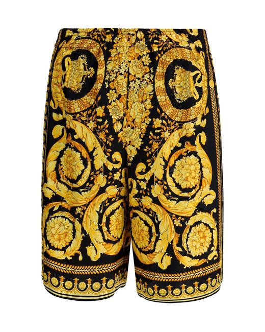 Versace Yellow Silk Shorts for men