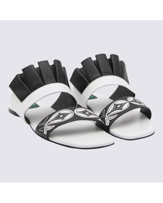 Emilio Pucci Metallic And Leather Goccia Applique Flat Sandals