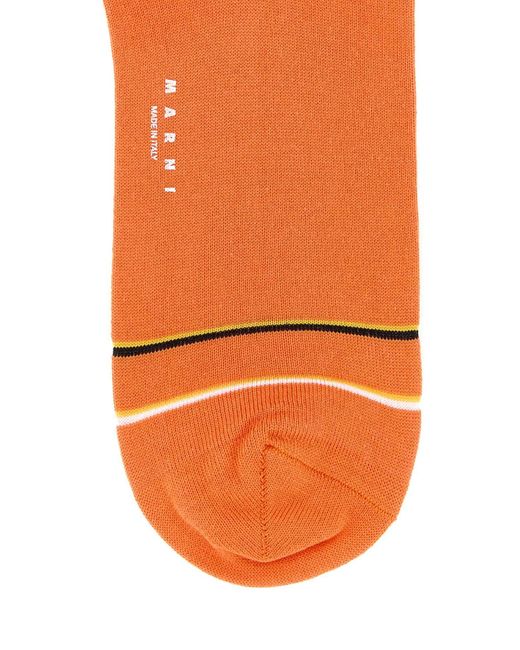 Marni Orange Cotton Blend Socks for men