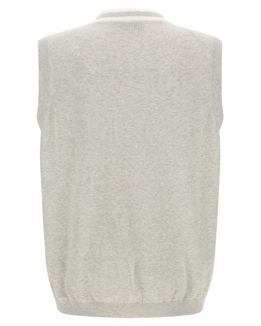 Brunello Cucinelli White Cotton Sleeveles Sweater Clothing for men