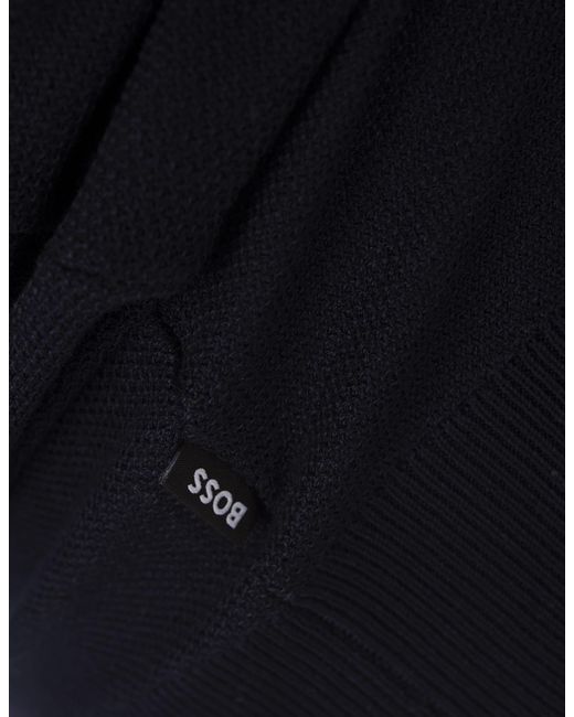 Boss Black Dark Polo Style Sweater With Open Collar for men