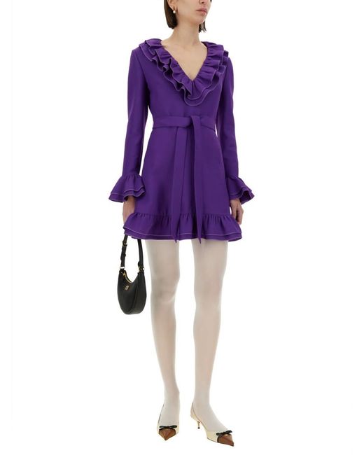 Valentino Purple Crepe Couture Short Dress