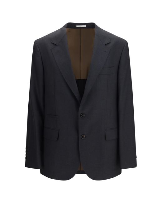 Brunello Cucinelli Black Wool Houndstooth Jacket Merino Ovis Aries for men