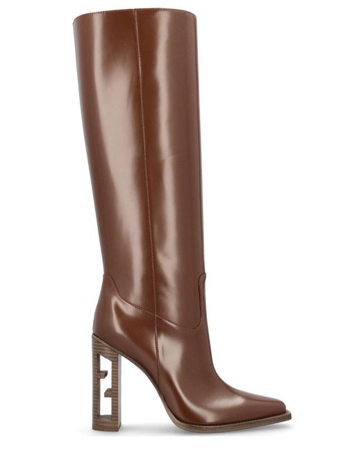 Fendi Brown High-heeled Baguette Boots