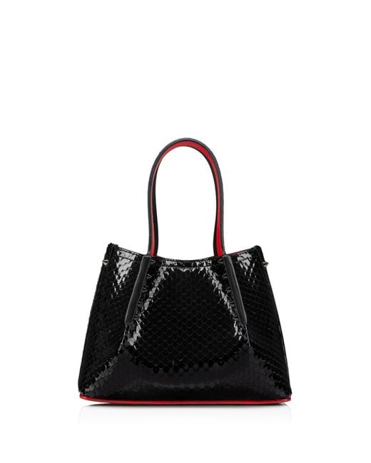 Christian Louboutin Black Tote Bag Embossed Patent Calf Leather Birdy