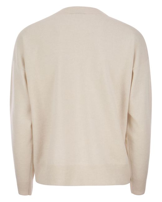 Peserico Natural Crew-neck Sweater In Wool, Silk And Cashmere Blend