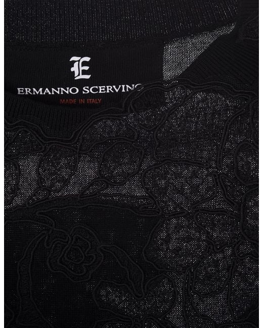 Ermanno Scervino Black Knitted Sleeveless Top With Lace