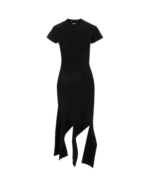 Stella McCartney Black : Compact Knit Stripes Dress