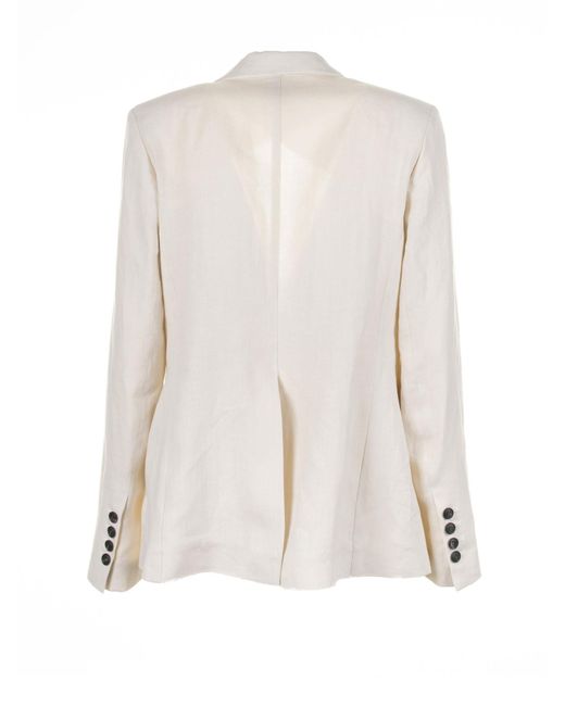 Eleventy White Sand Linen Single-Breasted Jacket