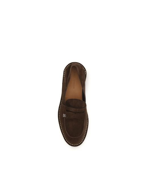 Dolce & Gabbana Brown Calf Leather Bos Taurus Slip for men