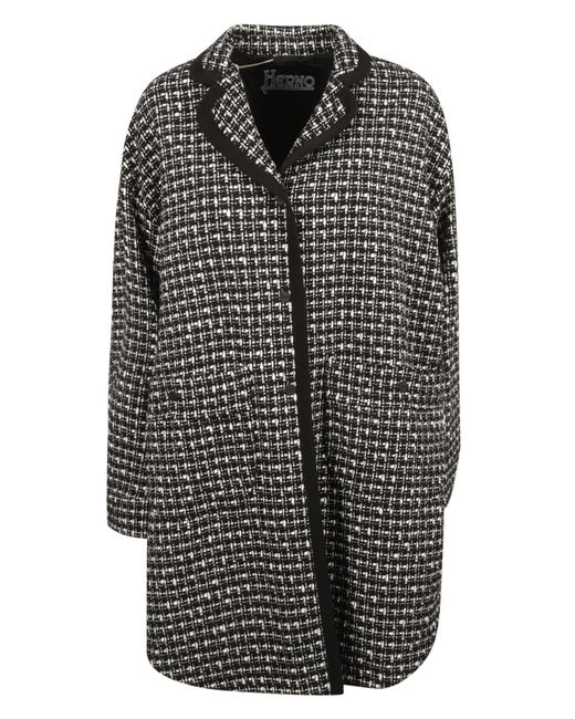 Herno Gray Tweed Buttoned Coat
