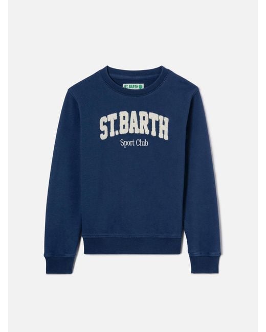 Mc2 Saint Barth Blue Bobby Sweatshirt With Sport Club Embroidery for men