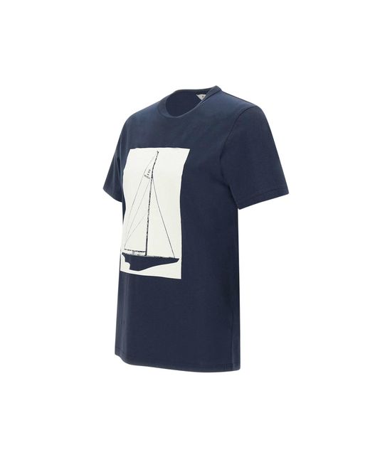 Woolrich Blue Boat Cotton T-Shirt for men