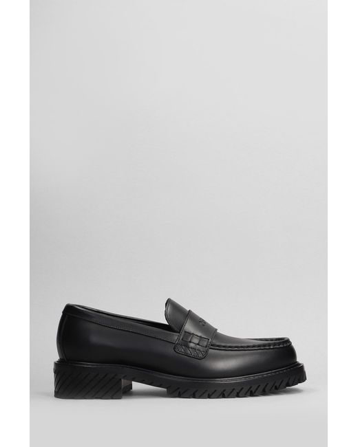 Off-White c/o Virgil Abloh Gray Military Loafer Loafers In Black Leather for men