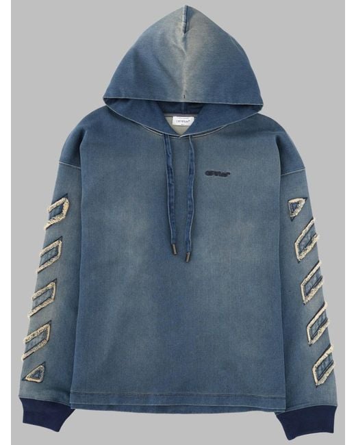 Off-White c/o Virgil Abloh Blue Denim Sweatshirt Diag Details Cotton Sweatshirts for men