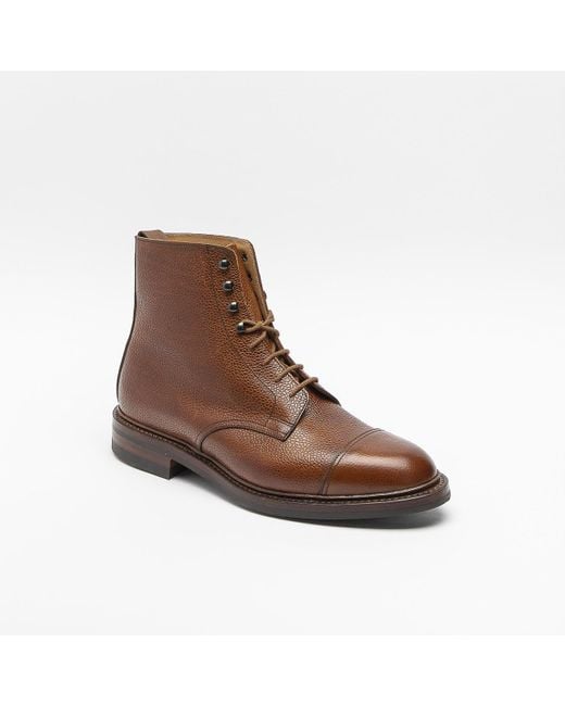 Crockett and Jones Brown Coniston Tan Grain Calf Laced Up Ankle Boot for men