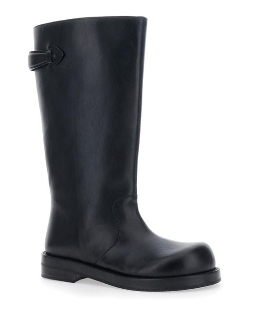 Acne Black Leather Boots With Embossed Logo Calf