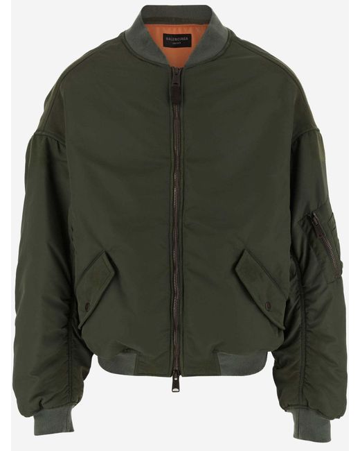 Balenciaga Green Nylon Bomber Jacket for men